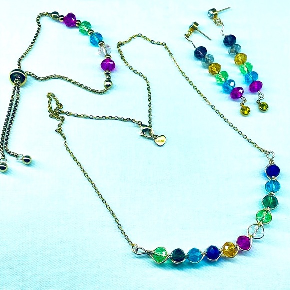 Multicolor Beaded Necklace, Bracelet and Earring Set - Picture 1 of 5